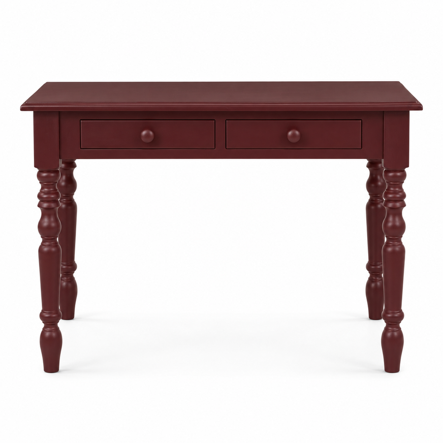 Auray desk in bordeaux, front view on white background