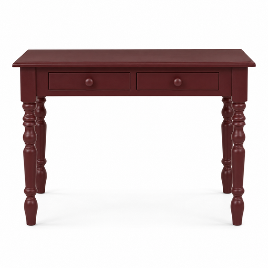 Auray desk in bordeaux, front view on white background