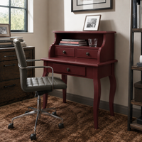 Classic bordeaux Cheverny writing desk styled in a home office, 65 cm wide