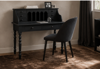 Classic black Dinan writing desk styled in a home office, 109 cm wide
