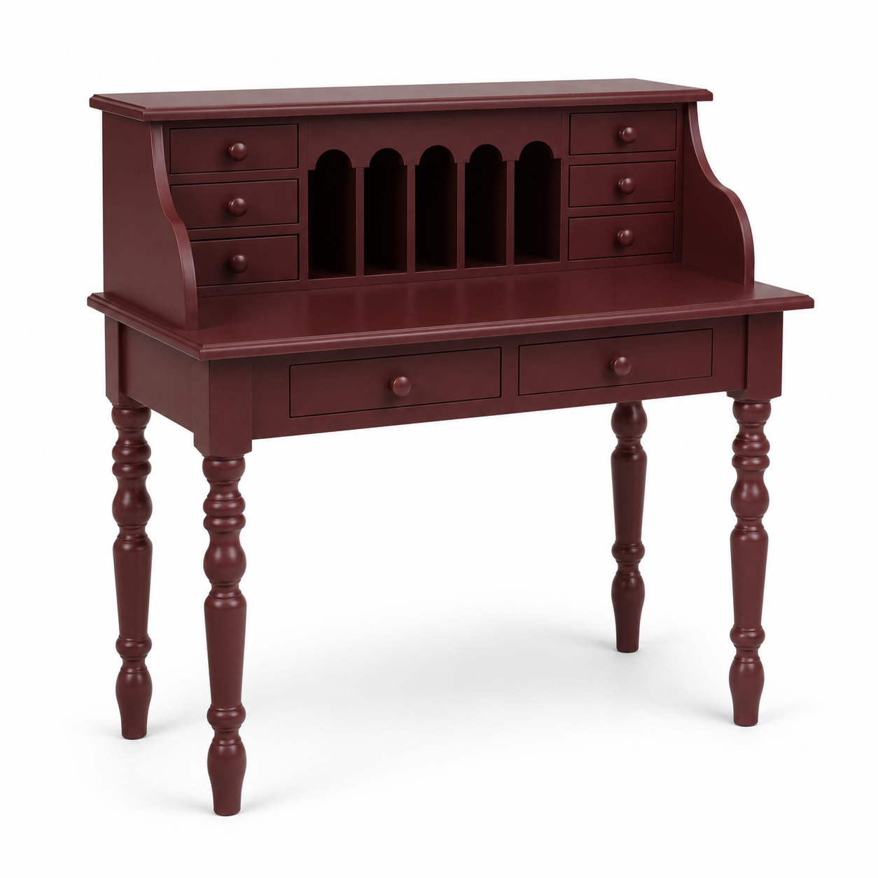 Dinan desk in bordeaux, three-quarter angle view