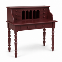 Dinan desk in bordeaux, three-quarter angle view