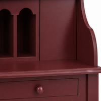 Close-up of the bordeaux finish and detailing of the Dinan desk