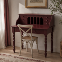 Dinan desk in bordeaux styled in a home office