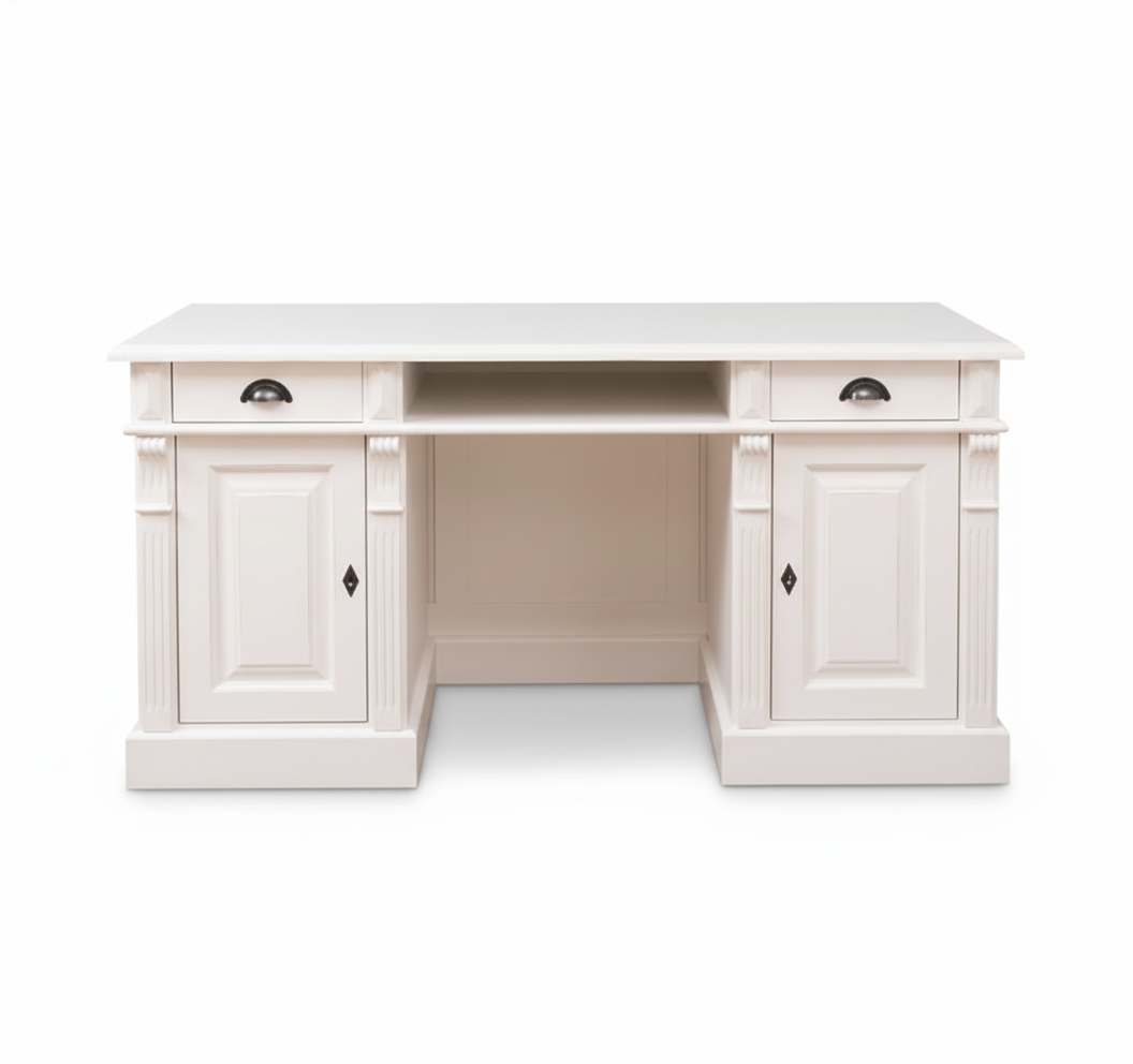 Belvoir Schreibtisch - Weiß - Weiß Top