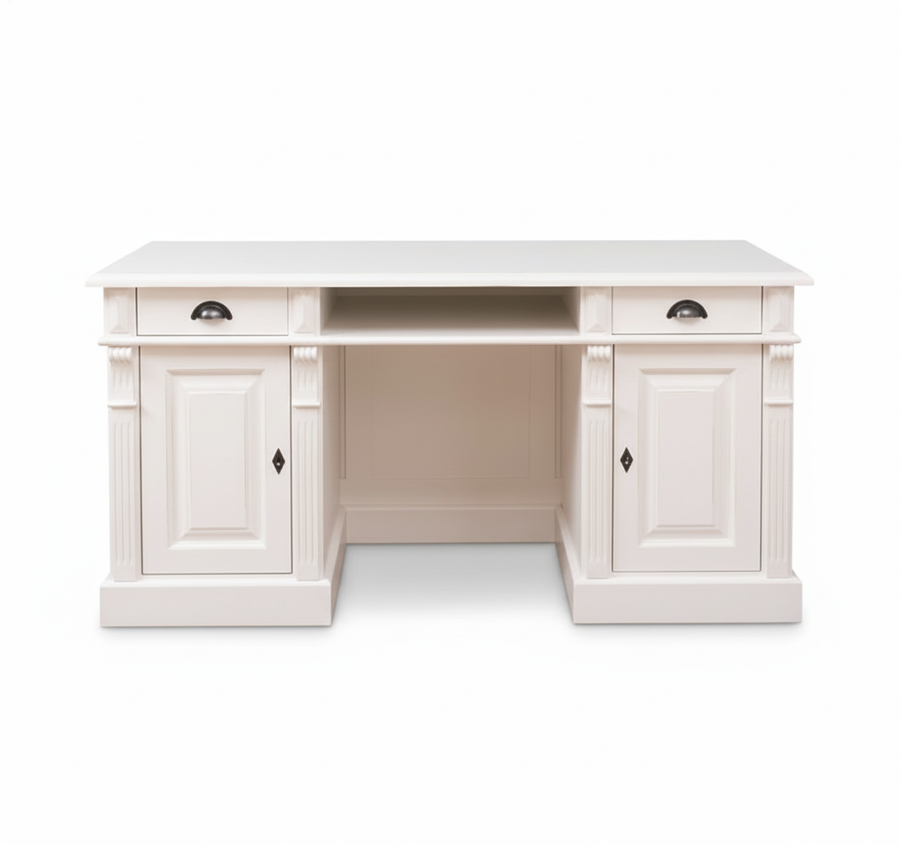 Belvoir Schreibtisch - Weiß - Weiß Top