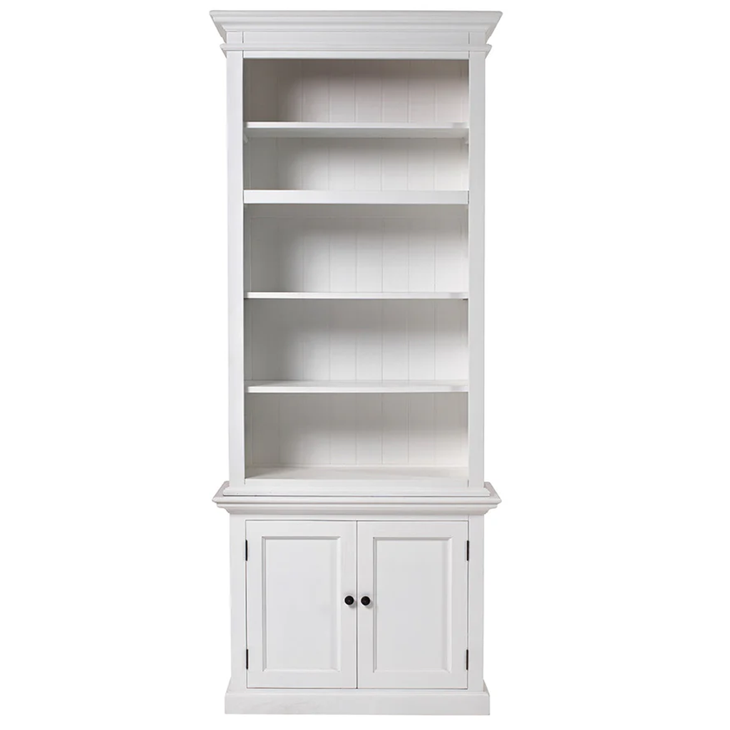 Halifax Slim Hutch Bookcase - White | Marcottestyle