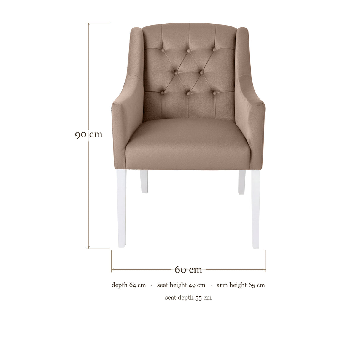 Dining Chair Canon - Alcantara Beige - White feet - dimensions | Marcottestyle