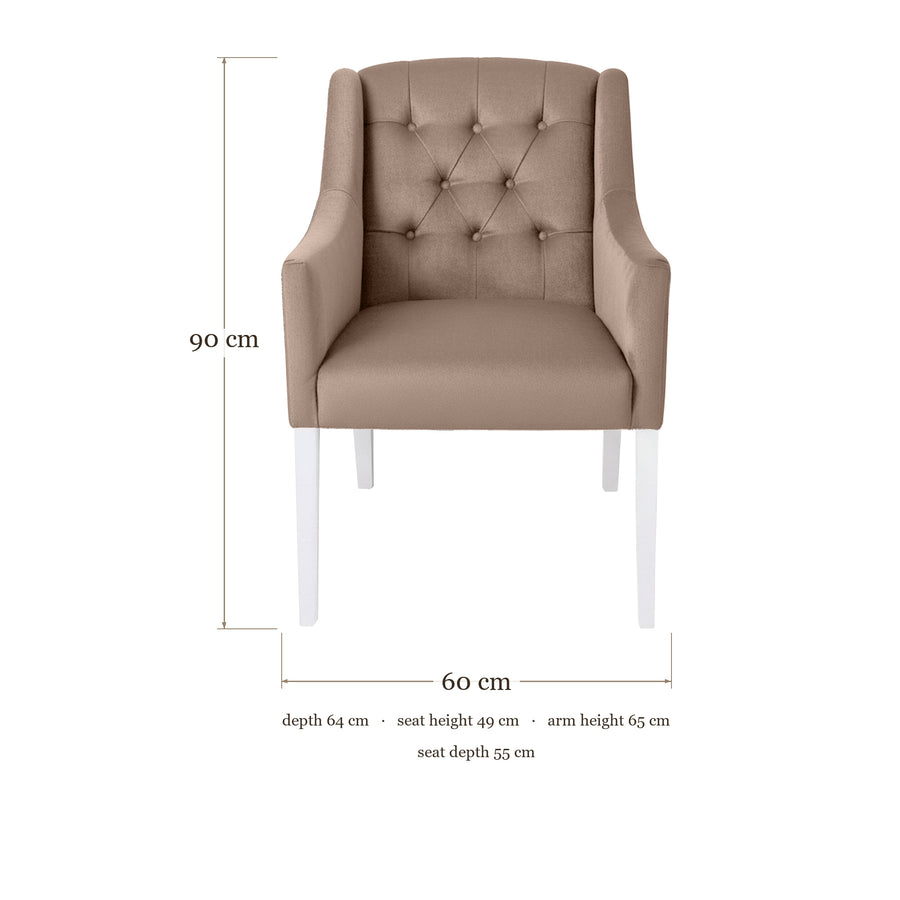 Dining Chair Canon - Alcantara Beige - White feet - dimensions | Marcottestyle