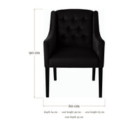 Dining Chair Canon - Alcantara Black - Black feet - dimensions | Marcottestyle