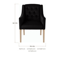 Dining Chair Canon - Alcantara Black - Oak feet - dimensions | Marcottestyle