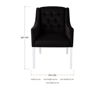 Dining Chair Canon - Alcantara Black - White feet - dimensions | Marcottestyle