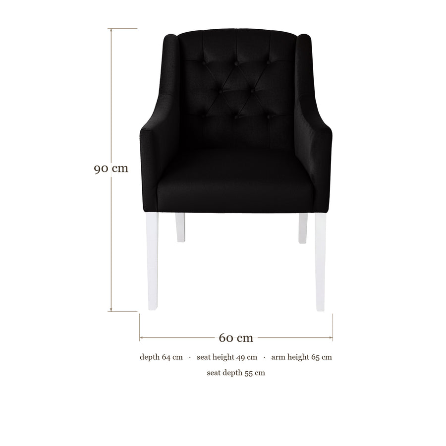 Dining Chair Canon - Alcantara Black - White feet - dimensions | Marcottestyle