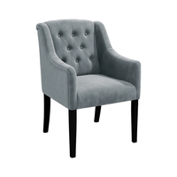 Dining Chair Canon - Alcantara Blue Grey - Black feet - corner view | Marcottestyle