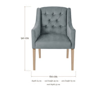 Dining Chair Canon - Alcantara Blue Grey - dimensions 60 x 64 x 90 cm