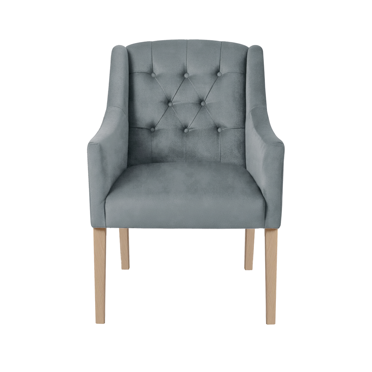 Dining Chair Canon - Alcantara Blue Grey - Oak feet - front view | Marcottestyle