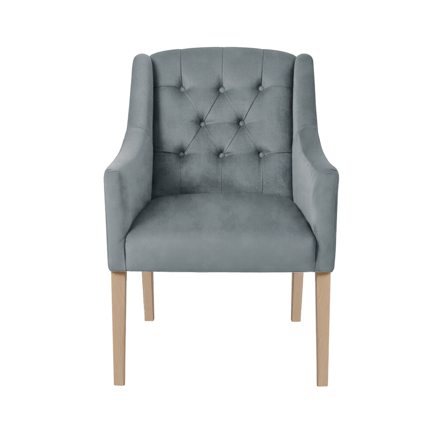 Dining Chair Canon - Alcantara Blue Grey - Oak feet - front view | Marcottestyle
