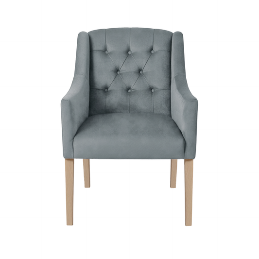 Dining Chair Canon - Alcantara Blue Grey - Oak feet - front view | Marcottestyle