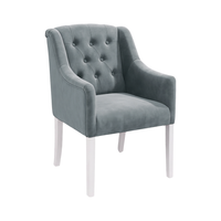 Dining Chair Canon - Alcantara Blue Grey - White feet - corner view | Marcottestyle
