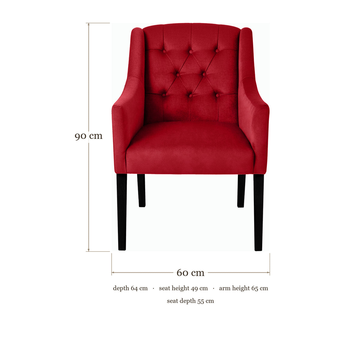 Dining Chair Canon - Alcantara Bordeaux - Black feet - dimensions | Marcottestyle