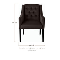 Dining Chair Canon - Alcantara Charcoal - Black feet - dimensions | Marcottestyle