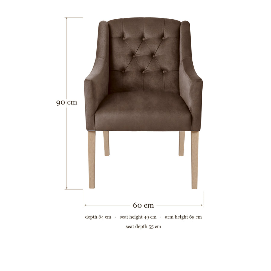 Dining Chair Canon - Alcantara Chocolate - dimensions 60 x 64 x 90 cm