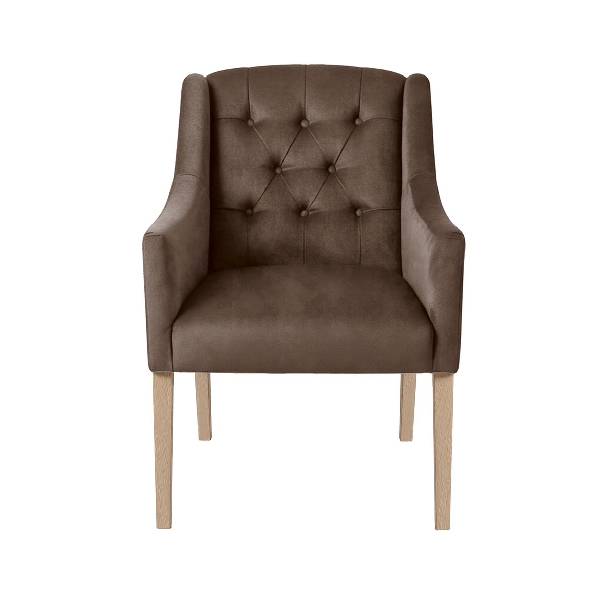 Dining Chair Canon - Alcantara Chocolate - Oak feet - front view | Marcottestyle