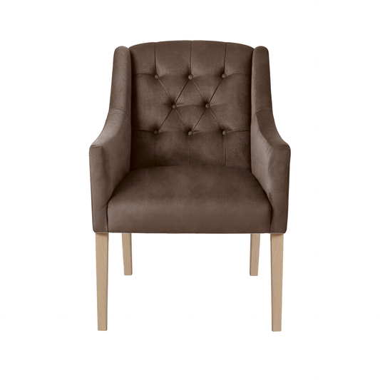 Dining Chair Canon - Alcantara Chocolate - Oak feet - front view | Marcottestyle