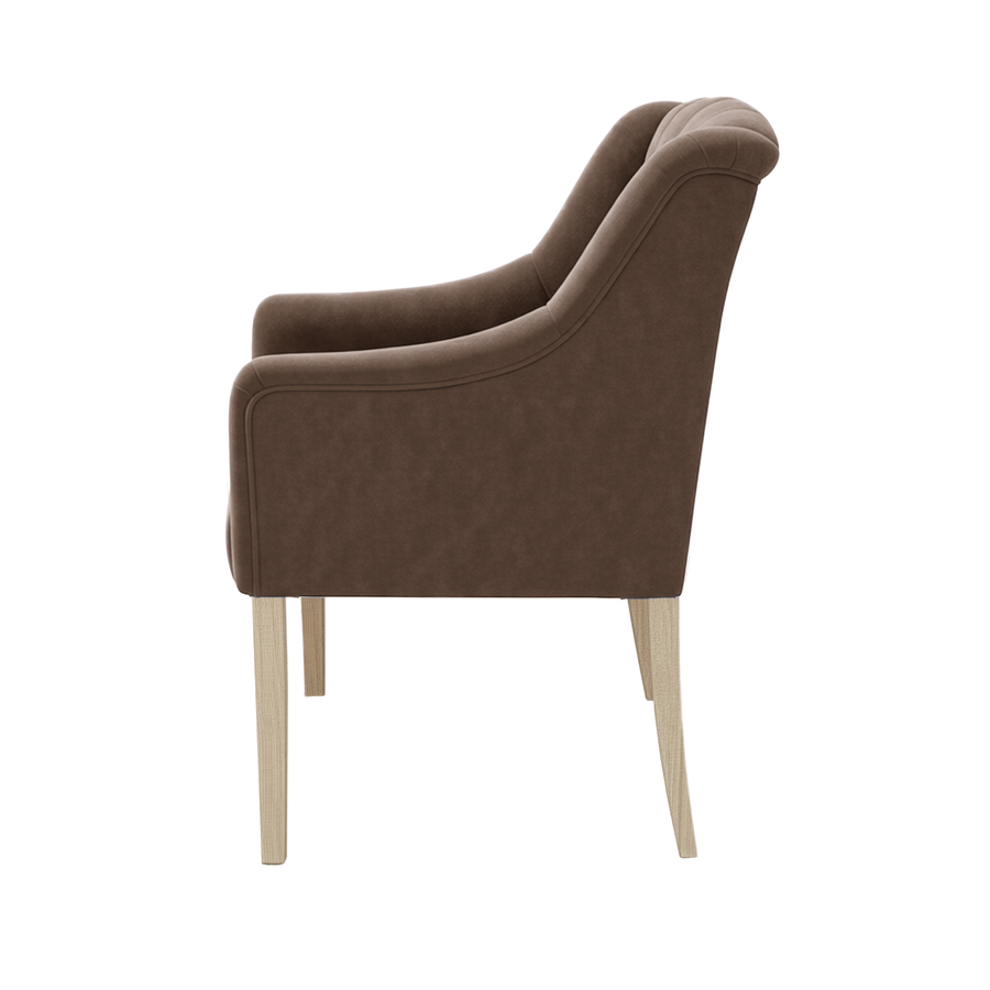 Dining Chair Canon - Alcantara Chocolate - Oak feet - side view | Marcottestyle