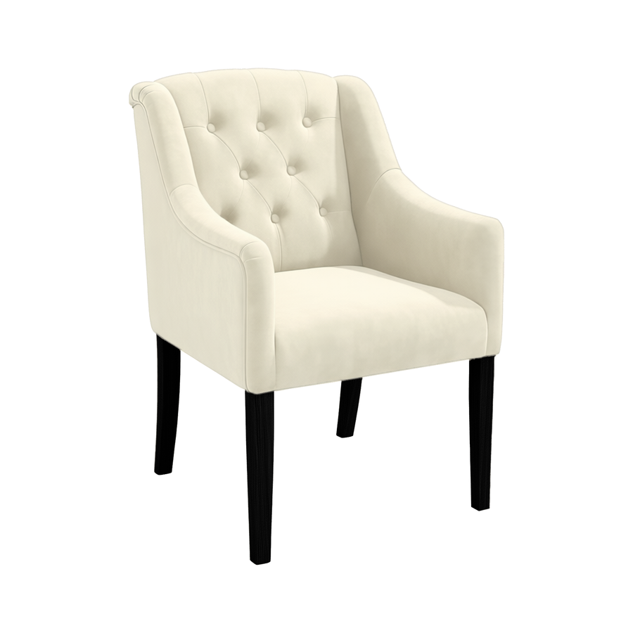 Dining Chair Canon - Alcantara Cream - Black feet - corner view | Marcottestyle