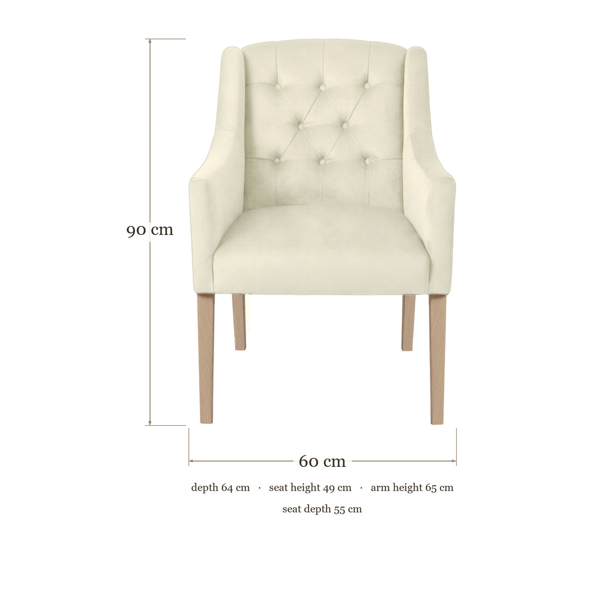 Dining Chair Canon - Alcantara Cream - dimensions 60 x 64 x 90 cm