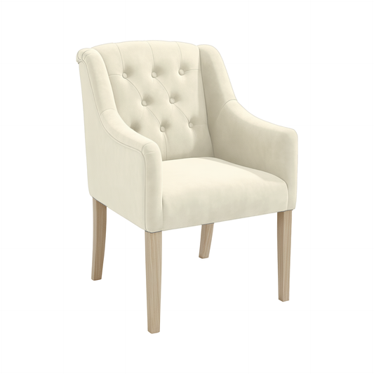 Dining Chair Canon - Alcantara Cream - Oak feet - corner view | Marcottestyle
