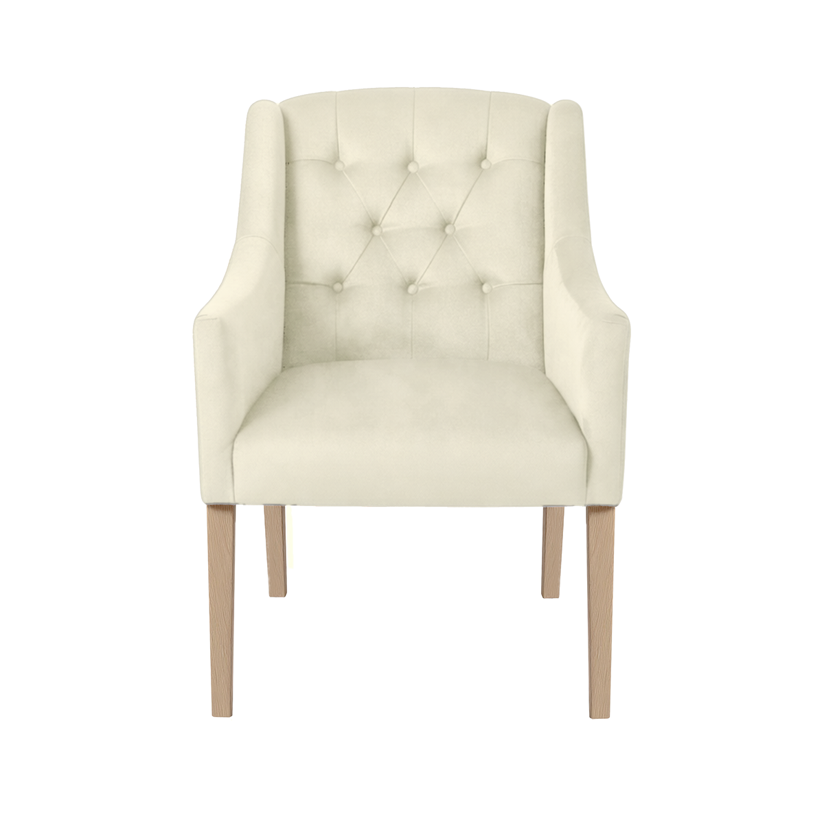 Dining Chair Canon - Alcantara Cream - Oak feet - front view | Marcottestyle