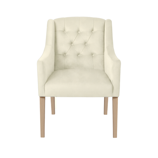 Dining Chair Canon - Alcantara Cream - Oak feet - front view | Marcottestyle