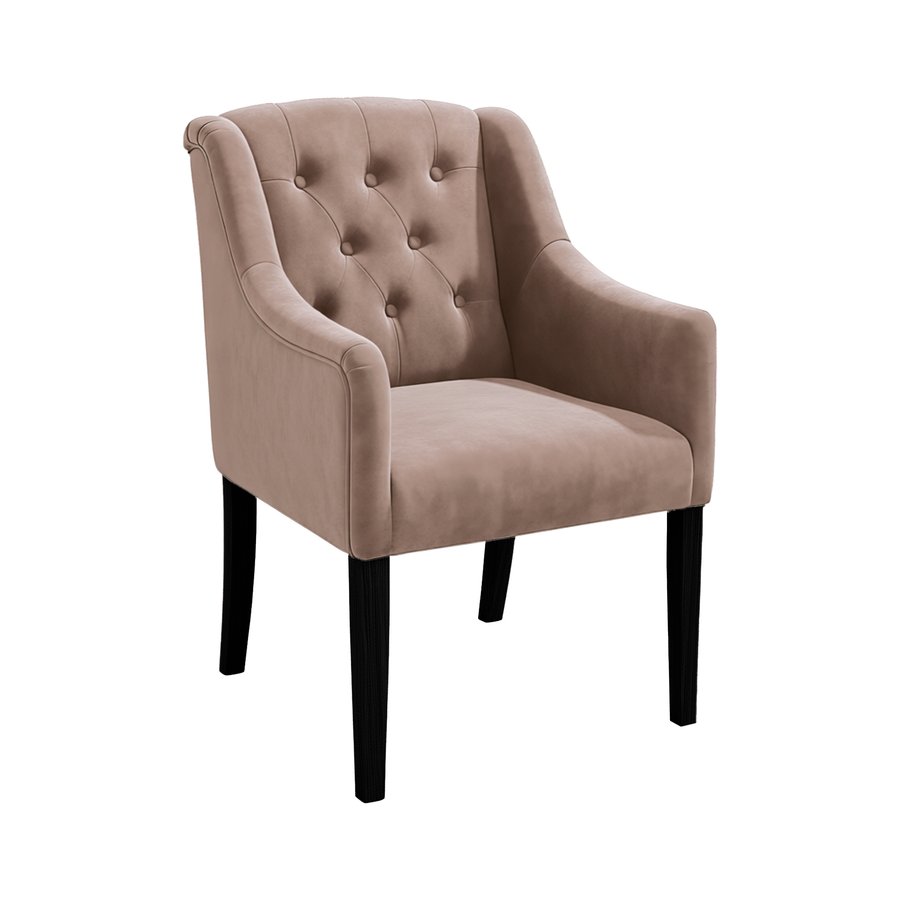 Dining Chair Canon - Alcantara Dusty Rose - Black feet - corner view | Marcottestyle