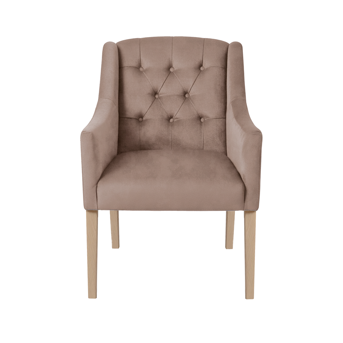 Dining Chair Canon - Alcantara Dusty Rose - Oak feet - front view | Marcottestyle