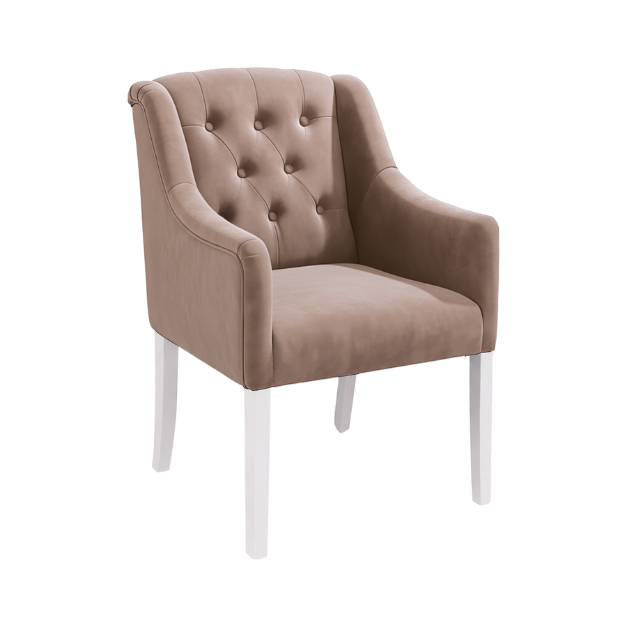 Dining Chair Canon - Alcantara Dusty Rose - White feet - corner view | Marcottestyle