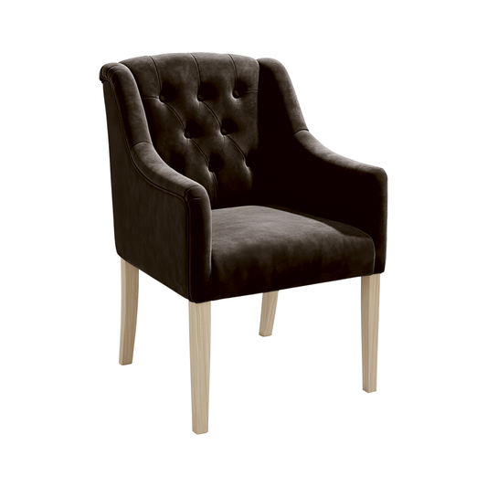 Dining Chair Canon - Alcantara Espresso - Oak feet - corner view | Marcottestyle
