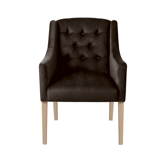 Dining Chair Canon - Alcantara Espresso - Oak feet - front view | Marcottestyle