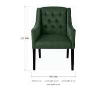 Dining Chair Canon - Alcantara Forest Green - Black feet - dimensions | Marcottestyle