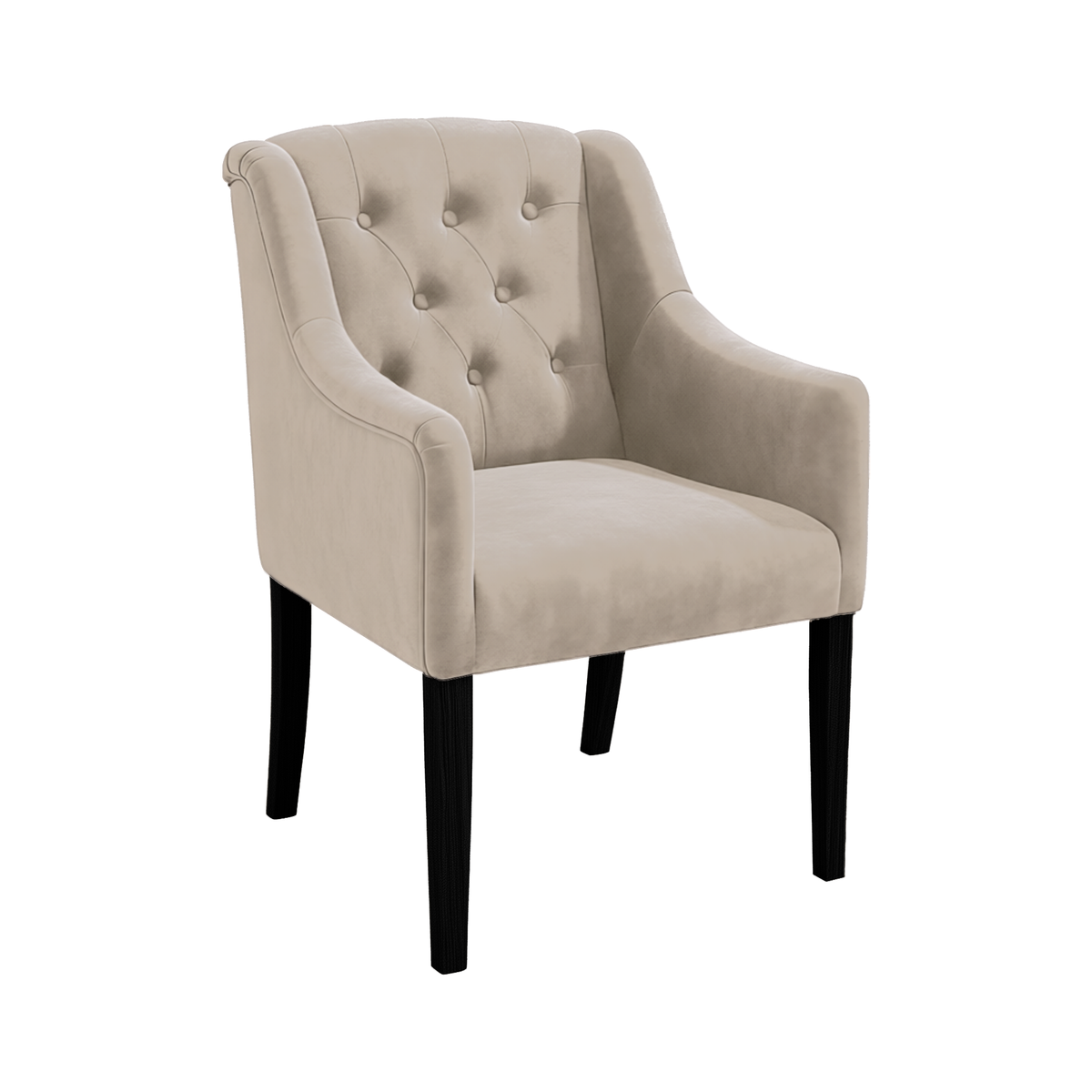Dining Chair Canon - Alcantara Greige - Black feet - corner view | Marcottestyle