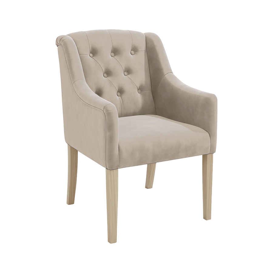 Dining Chair Canon - Alcantara Greige - Oak feet - corner view | Marcottestyle
