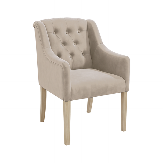 Dining Chair Canon - Alcantara Greige - Oak feet - corner view | Marcottestyle