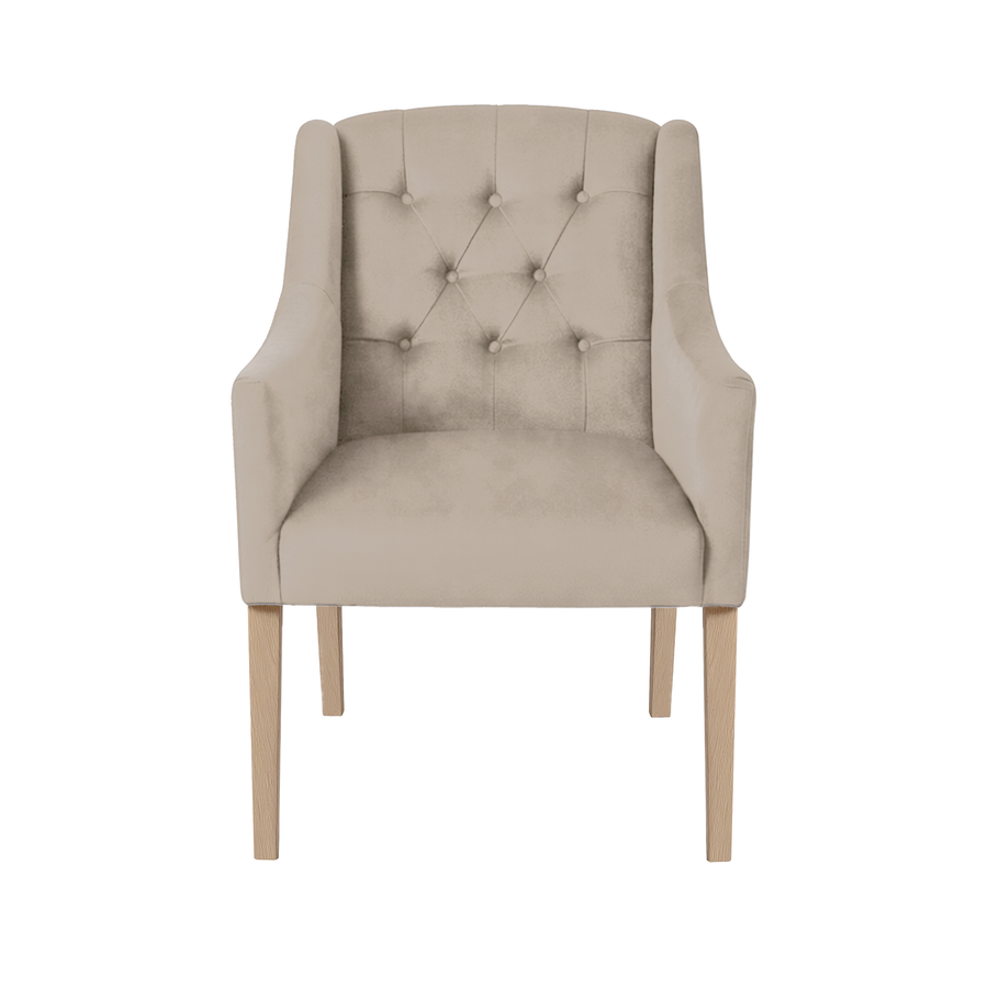Dining Chair Canon - Alcantara Greige - Oak feet - front view | Marcottestyle