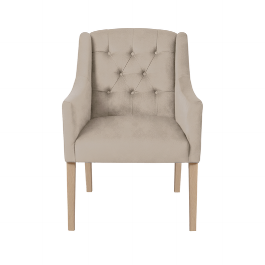 Dining Chair Canon - Alcantara Greige - Oak feet - front view | Marcottestyle
