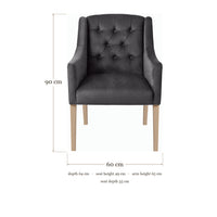 Dining Chair Canon - Alcantara Grey - Oak feet - dimensions | Marcottestyle