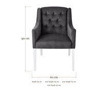 Dining Chair Canon - Alcantara Grey - White feet - dimensions | Marcottestyle