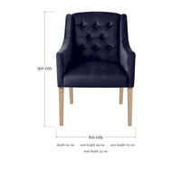 Dining Chair Canon - Alcantara Indigo - dimensions 60 x 64 x 90 cm
