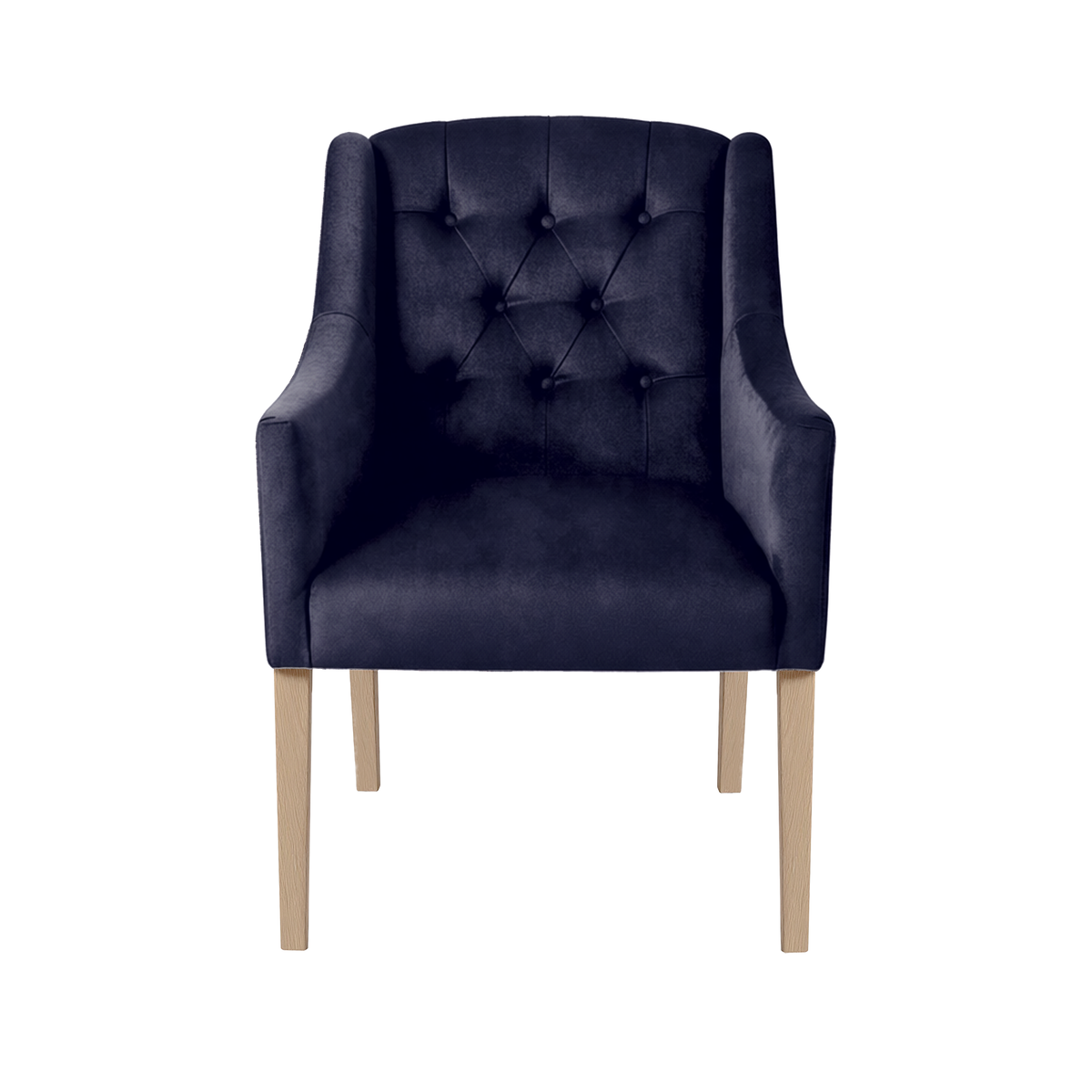 Dining Chair Canon - Alcantara Indigo - Oak feet - front view | Marcottestyle