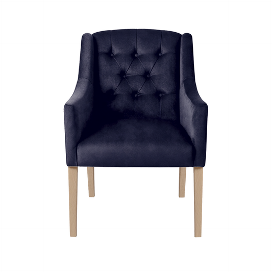 Dining Chair Canon - Alcantara Indigo - Oak feet - front view | Marcottestyle